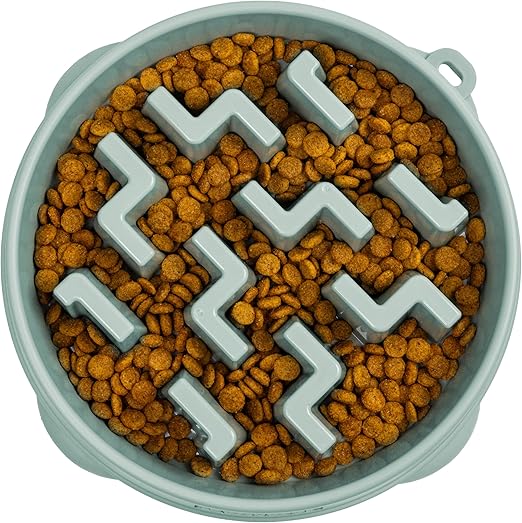 Outward Hound Fun Feeder Slo Bowl, Large Slow Feeder Dog Bowl, 4 Cups, Sage