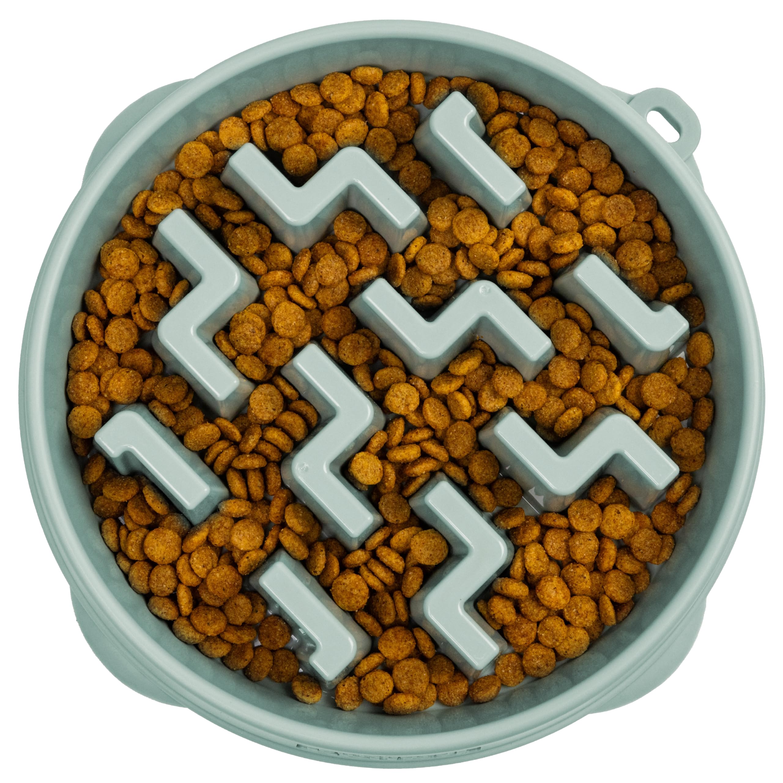 Outward Hound Fun Feeder Slo Bowl – Large 4‑Cup Capacity, Slow Feeding, Medium to Large Dogs, Non‑Slip, Sage, Notch Pattern