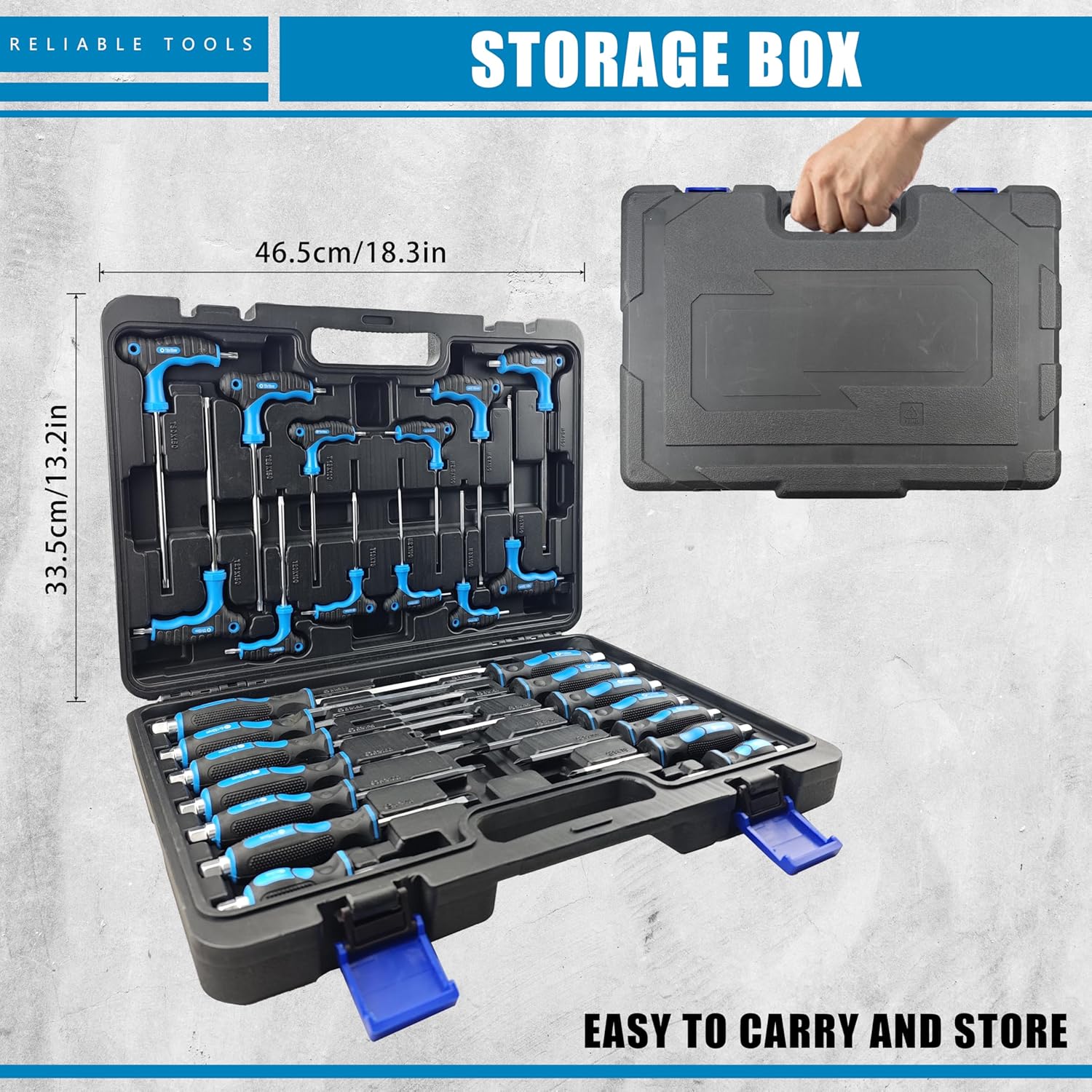 26-Piece Magnetic Screwdriver Set, T-Handle Allen Wrench Set with Ball End, Heavy Duty Screwdriver Set Go-Thru Steel Blades, High Torque 7 Phillips & 7 Flat Head Tips Screwdrivers Set with Case