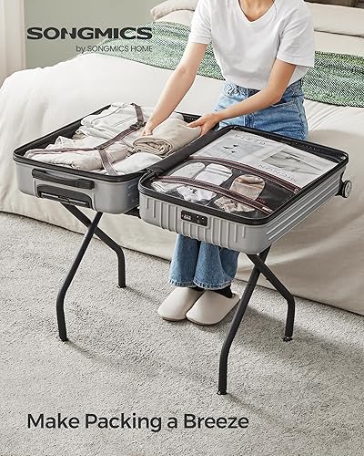 Miniatura 2 de SONGMICS Portaequipajes, juego de 2, portaequipajes para habitación de invitados, soporte para maleta, marco de acero, plegable, para dormitorio,