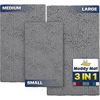 Muddy Mat® Original Dog Door Mat for Muddy Paws, Super Absorbent Microfiber, Non-Slip Washable Pet Rug, Quick Dry Chenille Entryway Carpet, Machine Washable Indoor Outdoor mat, Teal 24"x60"