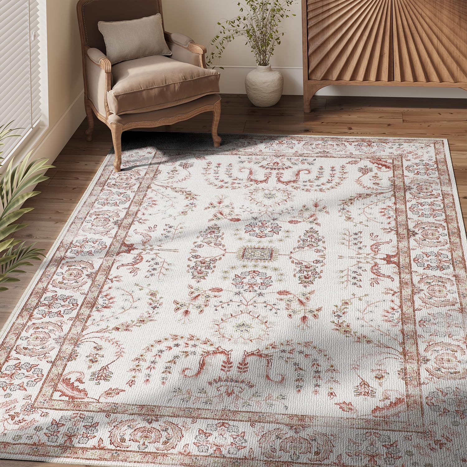 Amazon.com: jinchan Area Rug 3x5 Vintage Rug Washable Rug Floral Rug ...