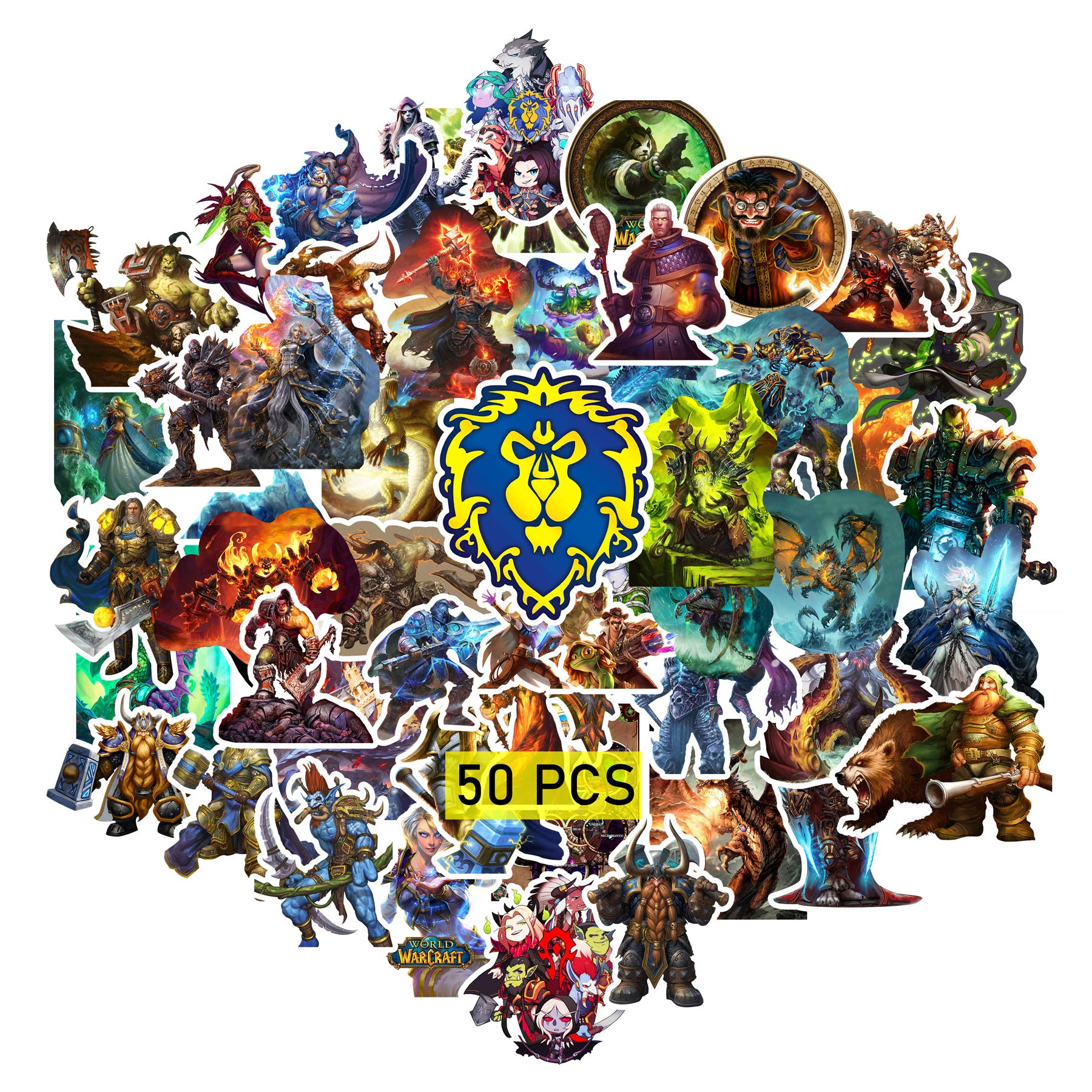 Kilmila Stickers Wow (50Pcs Large Size) Games Merch Wow Gifts Party Supplies Decor Decals for Guitar Laptop Water Bottle Luggage Skateboard Teens Kids