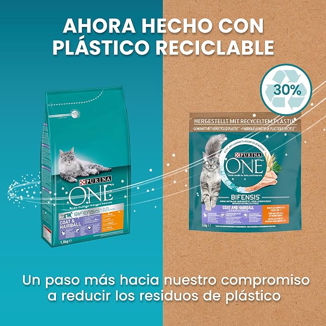 Foto 2 de 6 de Purina ONE Bifensis pienso gato Bolas de Pelo Pollo 8x800 g