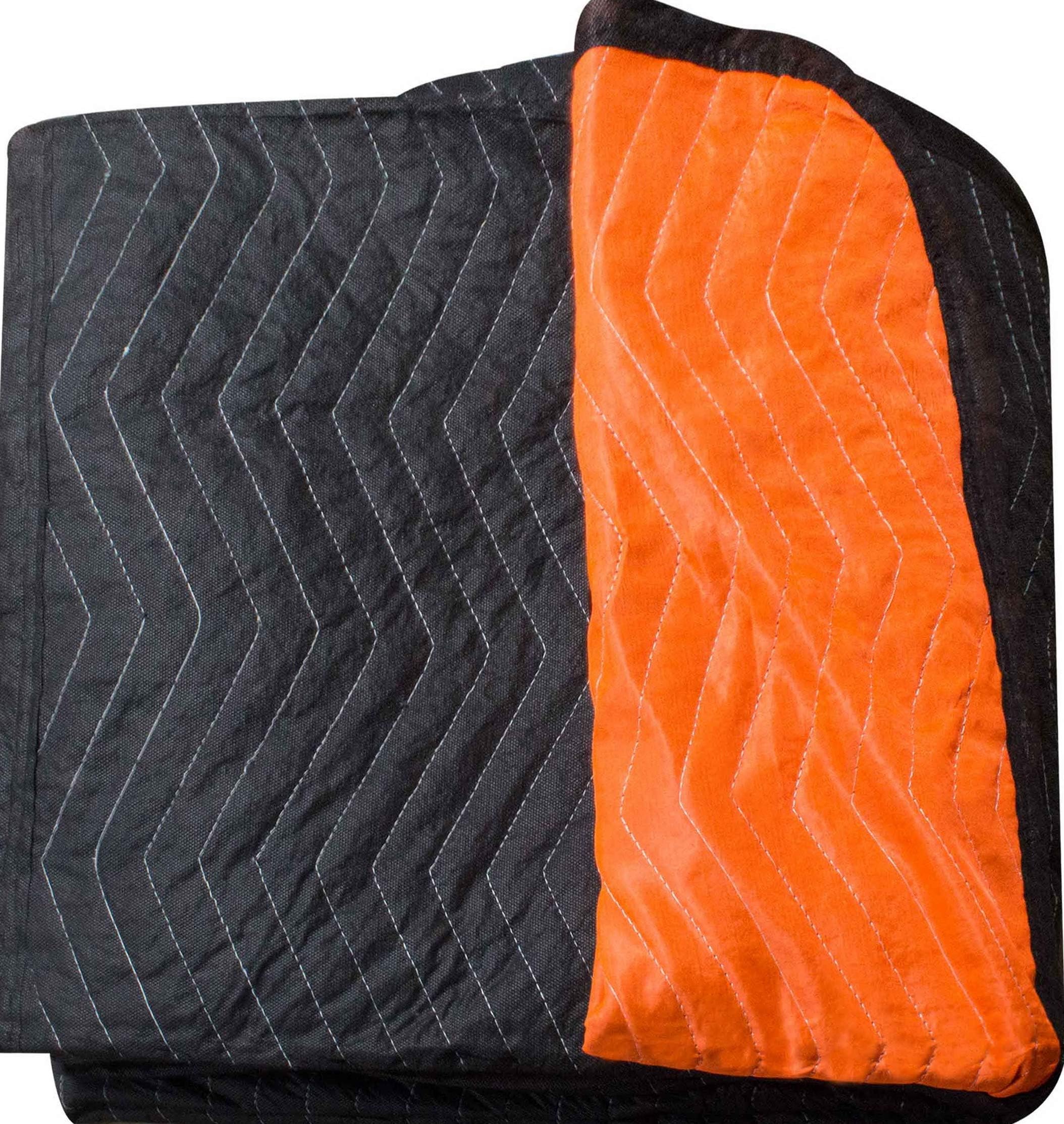 Hebel Burly Moving Blanket from -1 Moving Blanket “Blaze” Orange/Black | Full Size 72 x 80 |Heavy Weight Moving Blanket/Furniture Blanket That Weighs 6.7 pounds | Model BLNKT - 8 | 0272 x 80