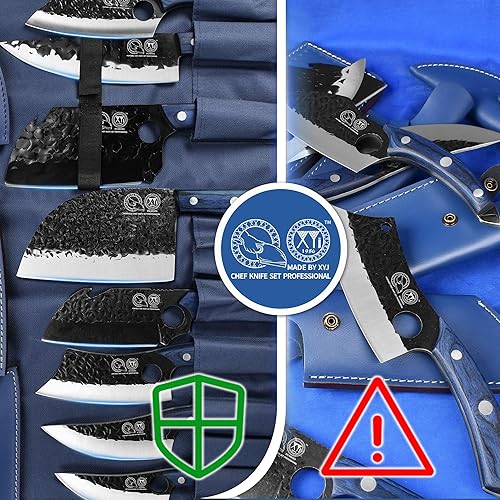 Miniatura 6 de Auténtico XYJ desde 1986 juego de 8 cuchillos de chef de camping con bolsa de rollo vaina cuchillo de carne de verduras cuchillo de deshuesar serbio