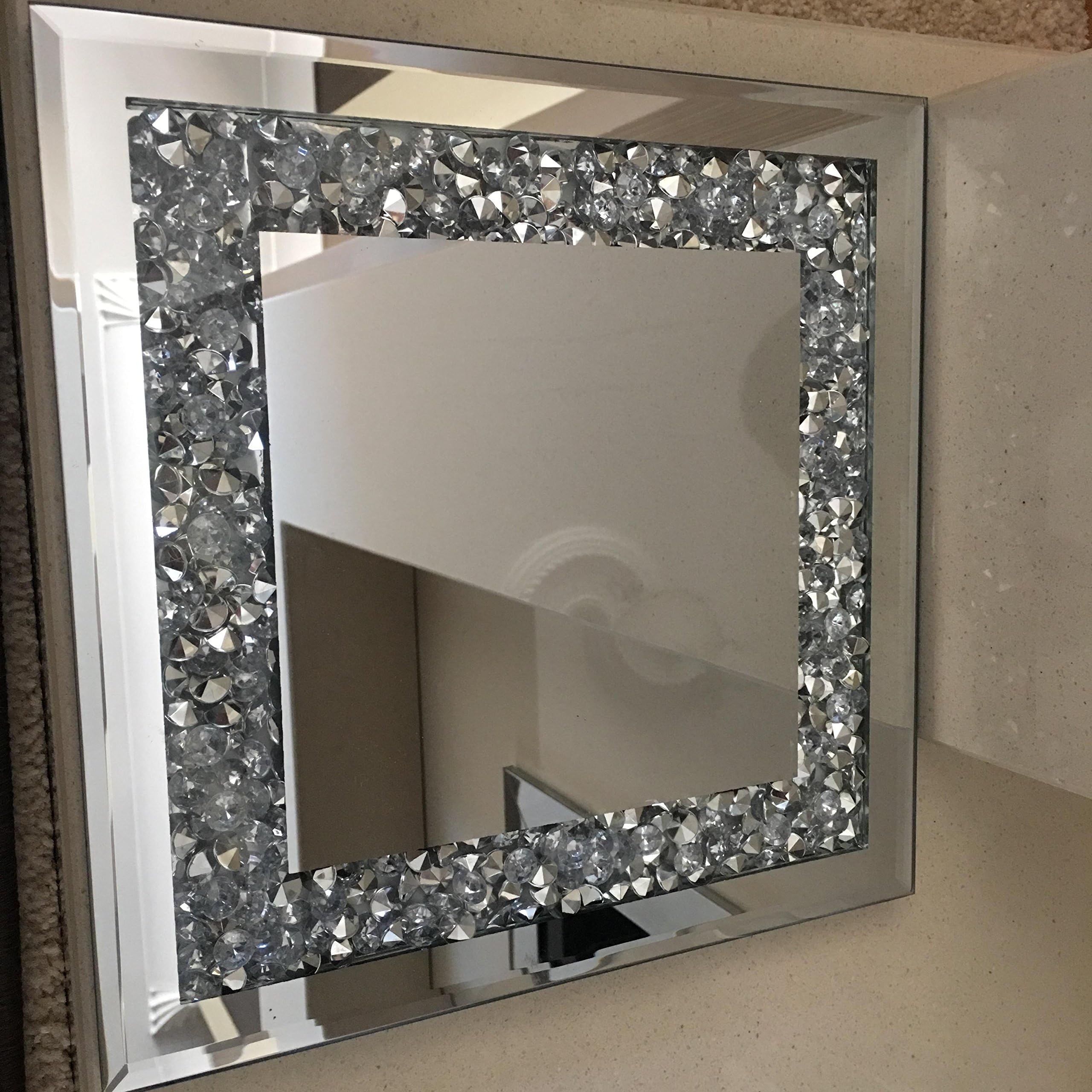 CRUSHED JEWELS DIAMANTE MIRRORED CANDLE PLATE WEDDING TABLE centrepiece bling