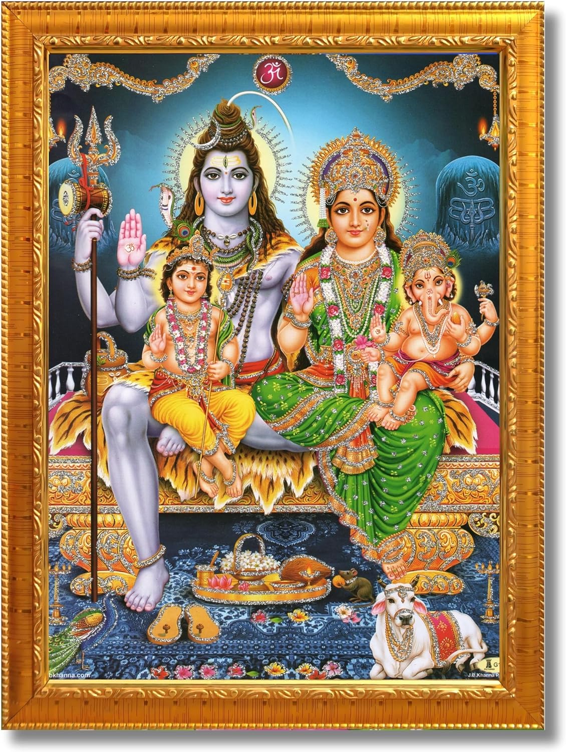 Shiv Parivar Religious Wood Photo Frame with Acrylic glass (Golden, 9 X 7 inch)