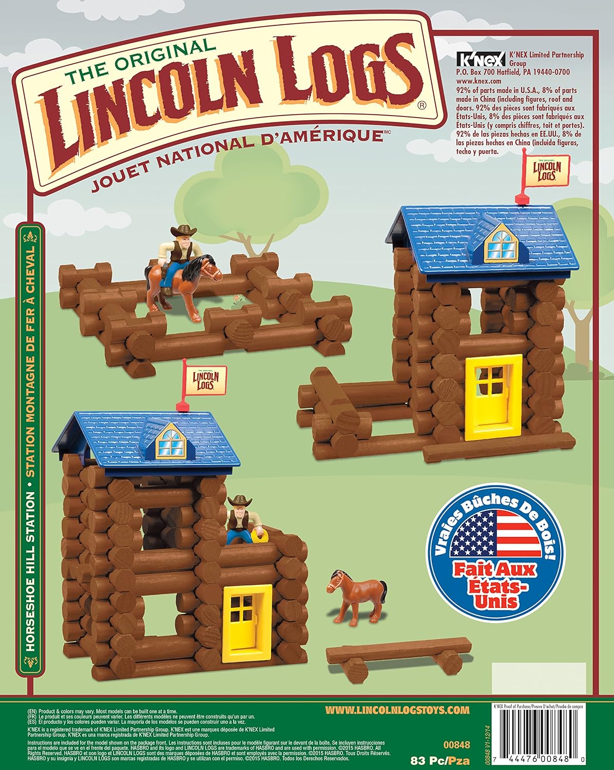 Lincoln Logs-Horseshoe Hill Station-83 Pieces-Real Wood Logs - Ages 3+ -  Best Retro Building Gift Set For Boys/Girls – Creative Construction  Engineering – Top Blocks Game Kit - Preschool Education Toy : Everything  Else - Amazon.com