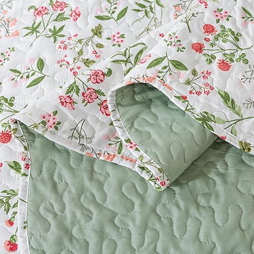 Miniatura 6 de HoneiLife - Juego de edredón de 3 piezas, colcha reversible de microfibra, ropa de cama para todas las estaciones, ligero, diseño floral,