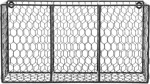 Miniatura 6 de MyGift Soporte rústico para utensilios de cocina, 3 compartimentos, color negro