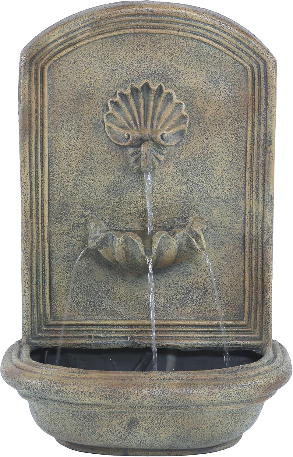 Sunnydaze Seaside 27 in Outdoor Wall Water Fountain with Pump - Florentine