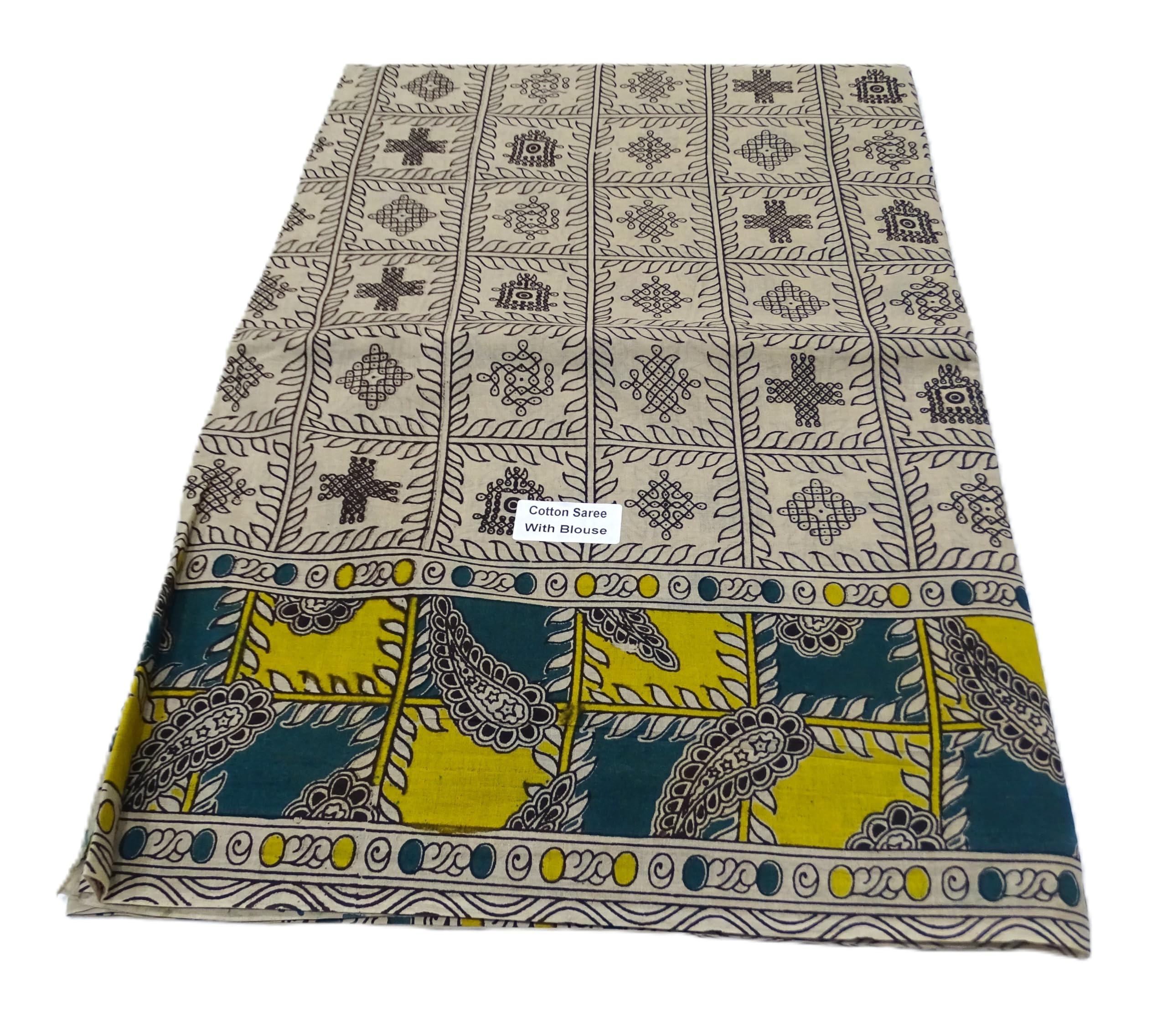sr handlooms and textiles Kalamkari Cotton Saree with Blouse, Mulmul Cotton, Traditional Print-picture-18