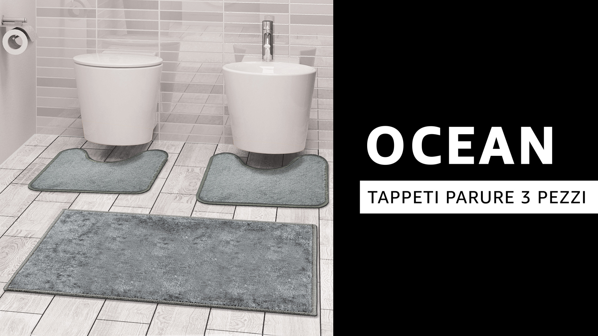 A.Monamour Set Tappeti Bagno 3 Pezzi Con Tartaruga Marina - Antiscivolo, Morbidi E Assorbenti, 80x50cm