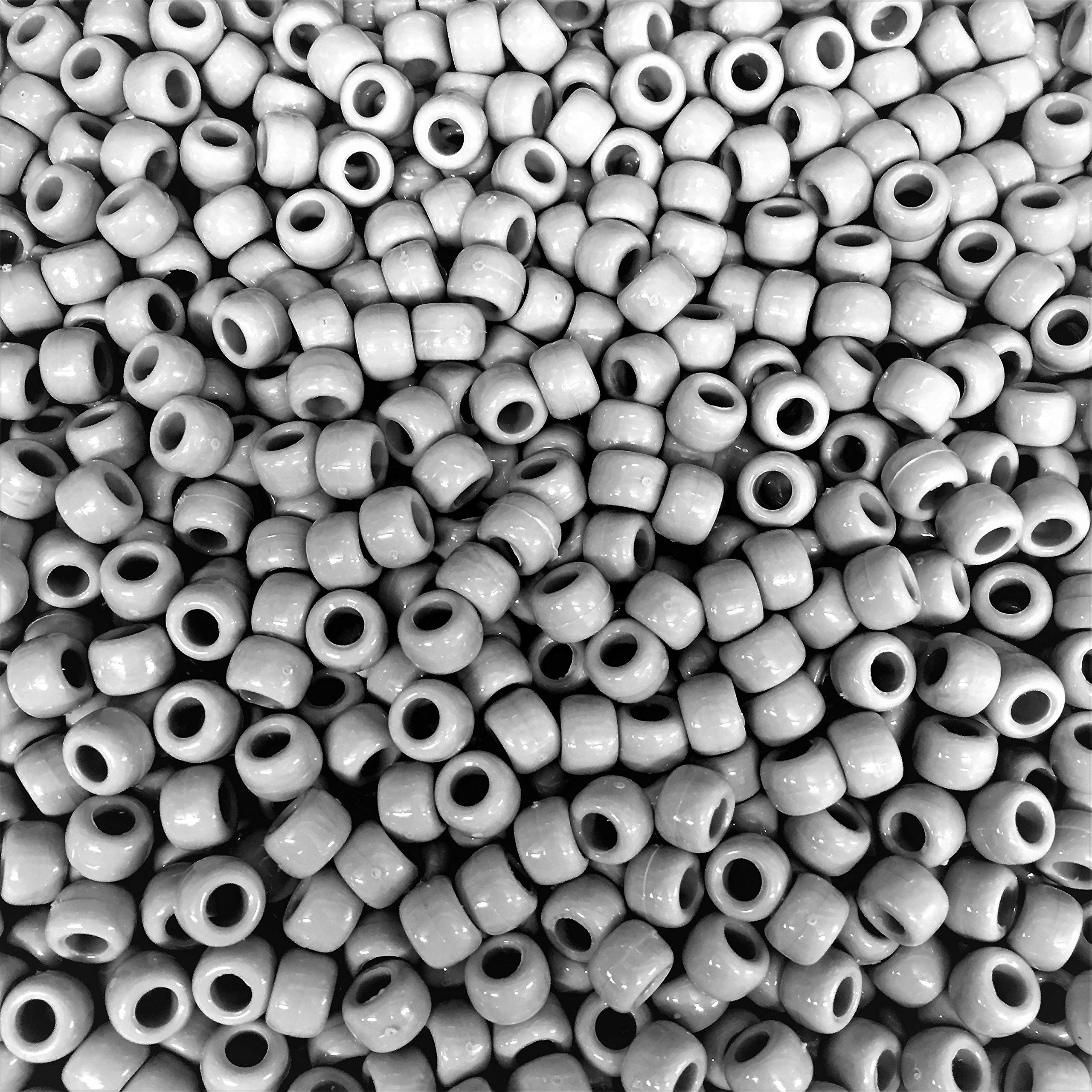 Grey Opaque Pony Beads 100 Pieces Size 9mm x 6mm Barrel Shaped Beads