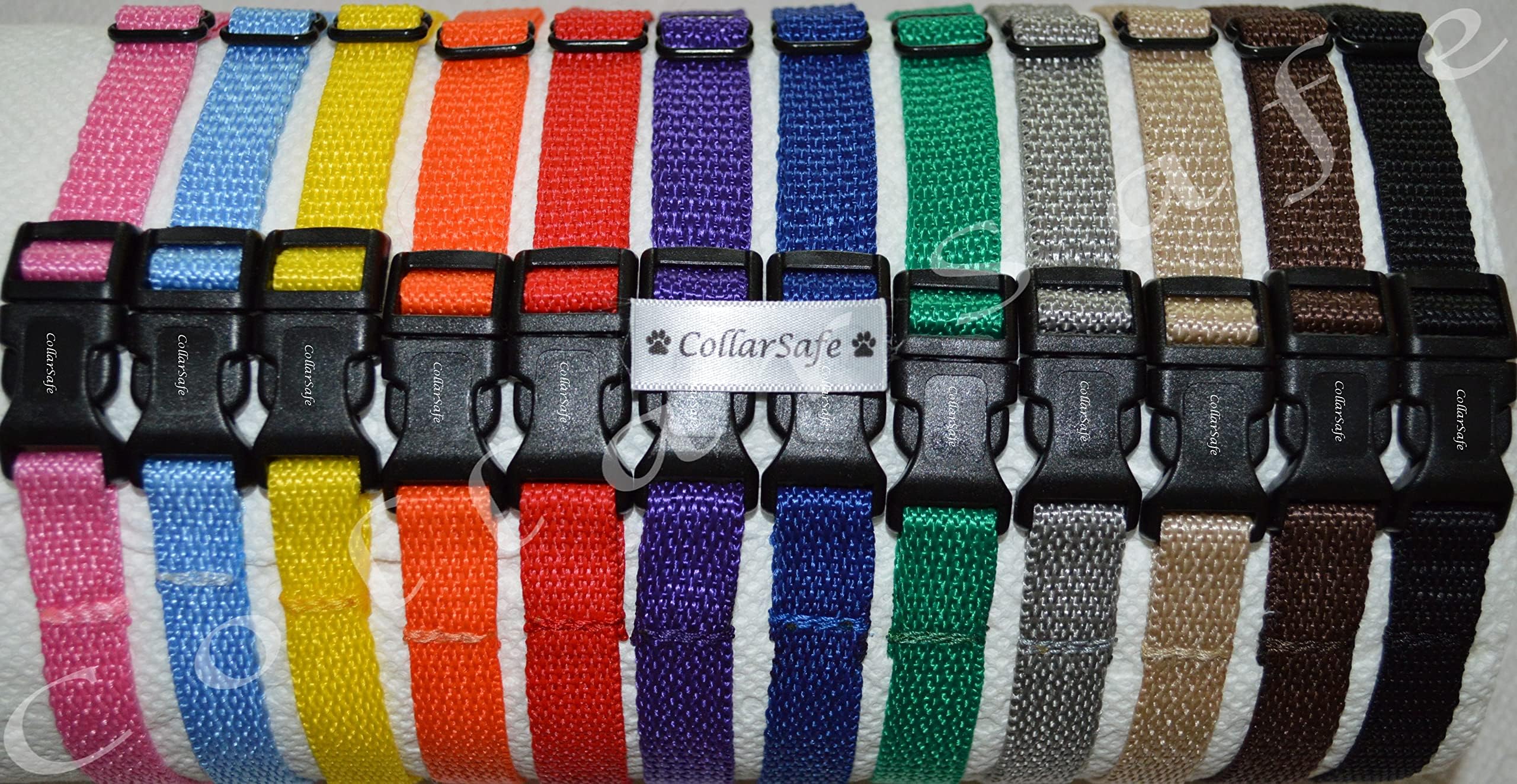 CollarSafe Soft Light Weight Nylon Puppy ID SNAP Buckle Collars - Puppy Identification Litter Whelping Collars - Custom Designed & Hand Made in USA (Set of 12)