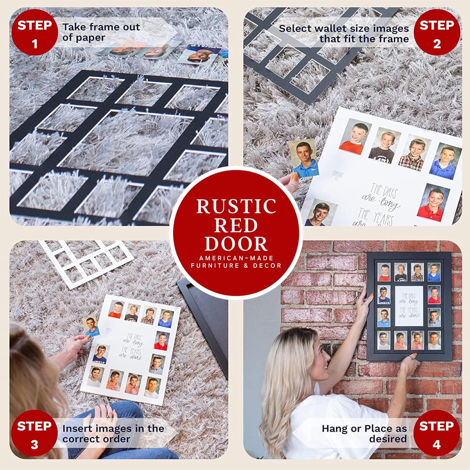 Rustic Red Door Co. RRD Class of 2031 Photo Mat (11 x 14) - Photo Collage Picture Frames Mat for School Pictures School Picture Frame Pre-K to 12 Mat - No Frame Black Photo Mat (15 Photos)