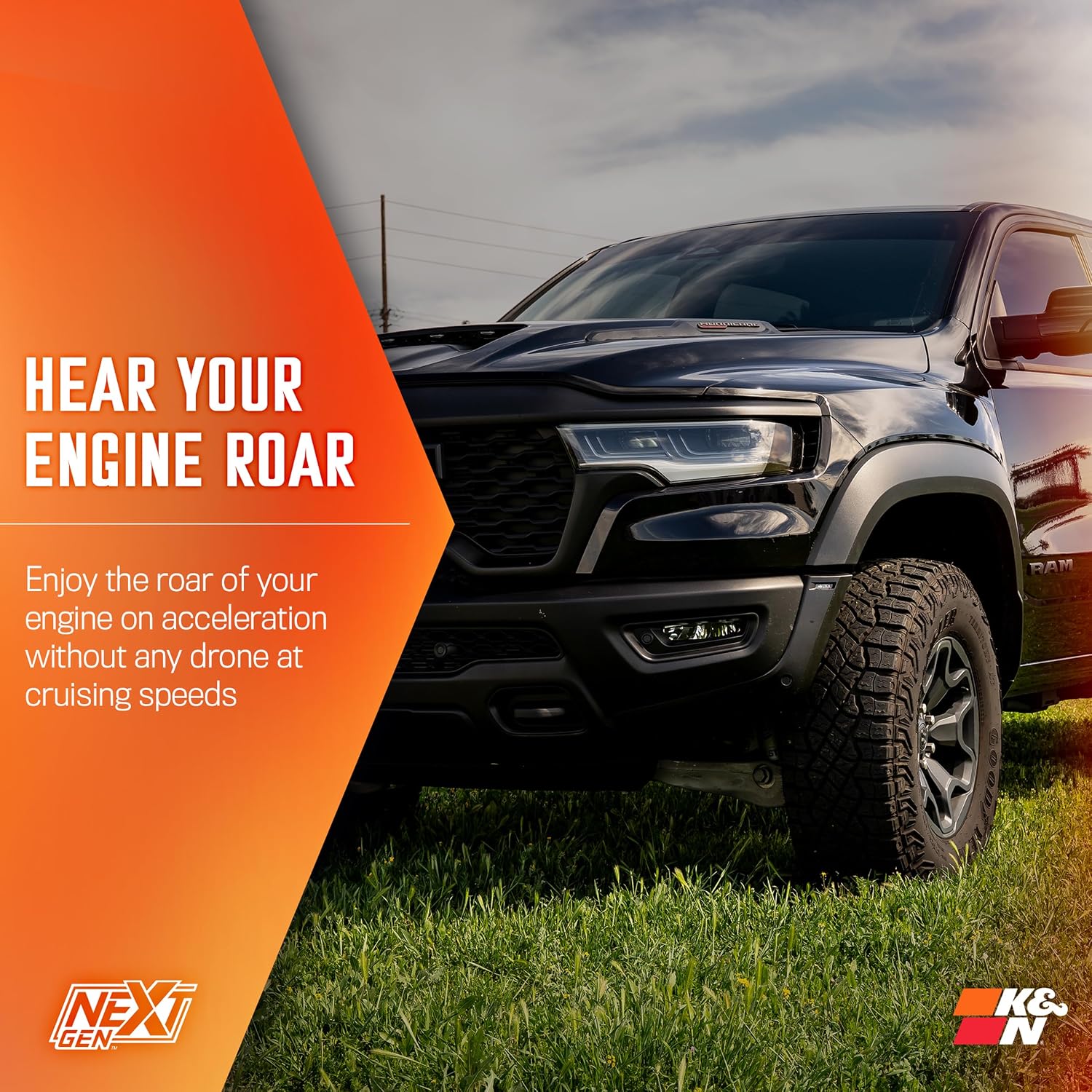 K&N NextGen Cold Air Intake System: High-Flow Cotton Filter: Compatible with 2025 RAM 1500 RHO; 50-1565