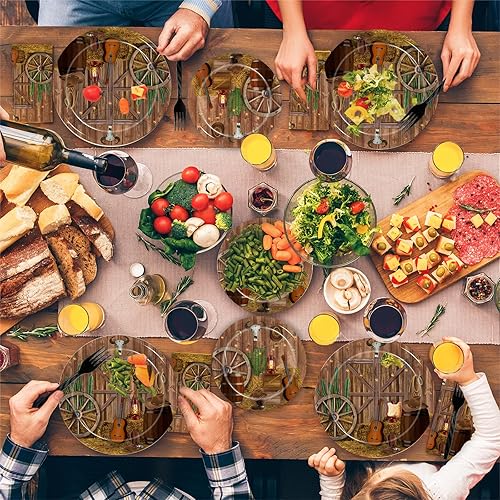 Miniatura 7 de Kepeel 96 platos de fiesta occidental, suministros de decoración de fiesta de cumpleaños de vaquero occidental, platos de papel rústicos del salvaje