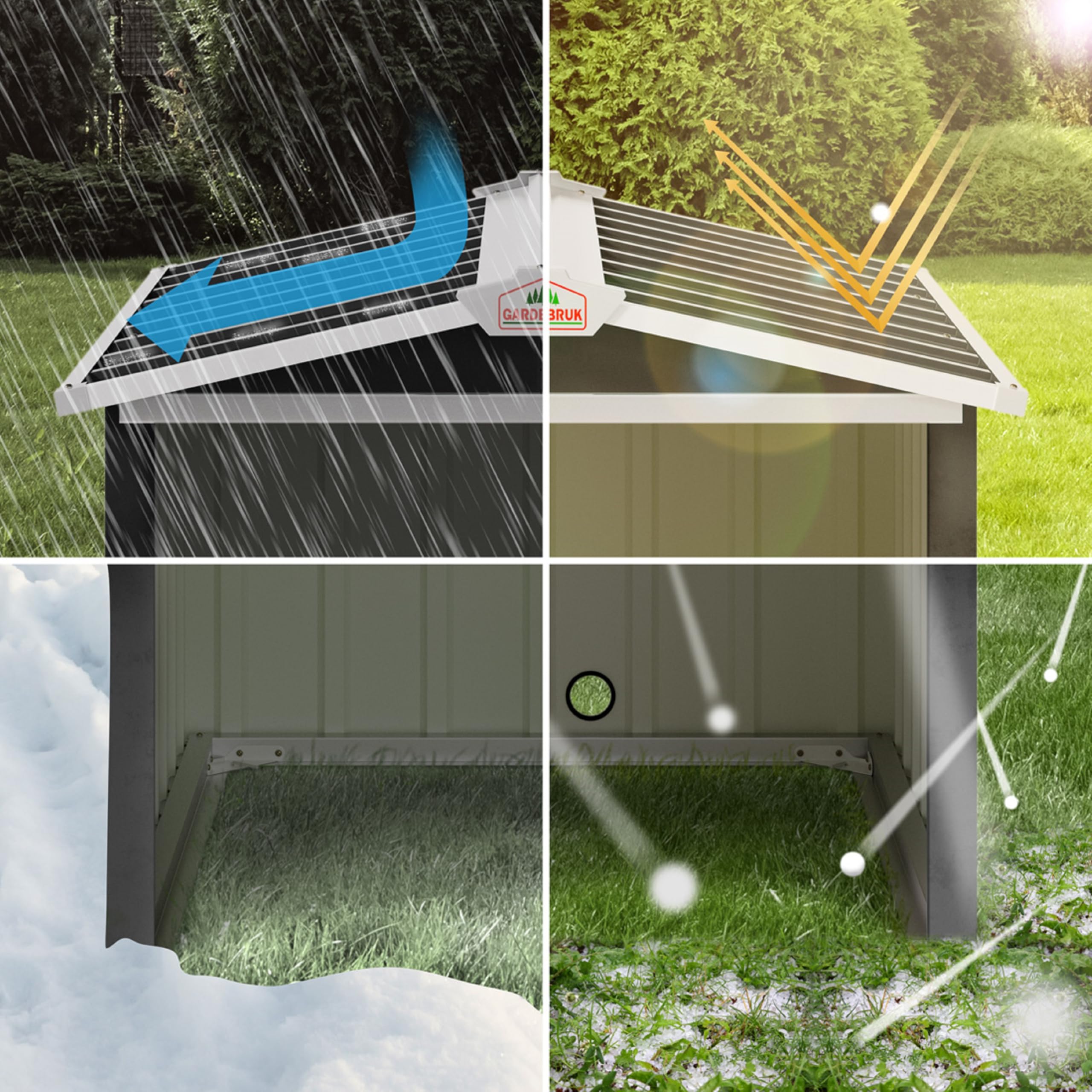 GARDEBRUK® Abri Robot Tondeuse 86x100x63cm Toit à 2 pans métal résistant intempéries 4X piquets Terre Garage Outillage carport Jardin Herbe Anthracite