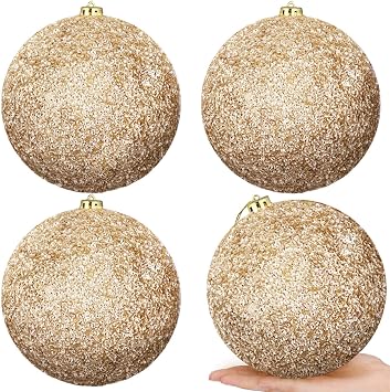 6" Christmas Balls Ornaments Large Christmas Tree Ornaments Decorations Shatterproof Shiny Christmas Hanging Balls Set with Hooks for Holiday Xmas Tree Home Decorations, 4pcs