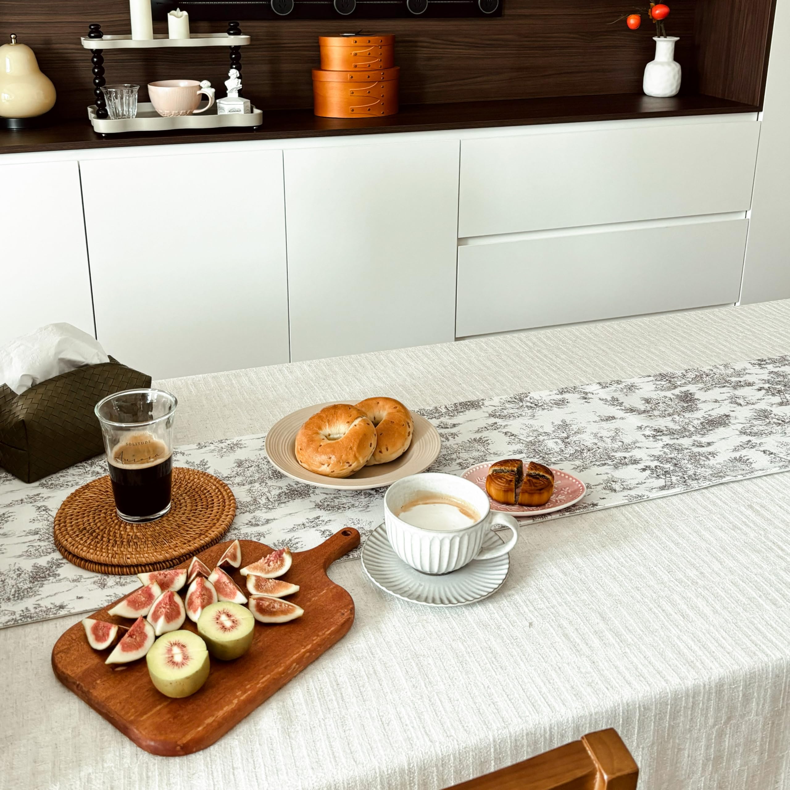 Beige Wasserabweisende Tischdecke, Baumwoll-Leinen-Mischgewebe