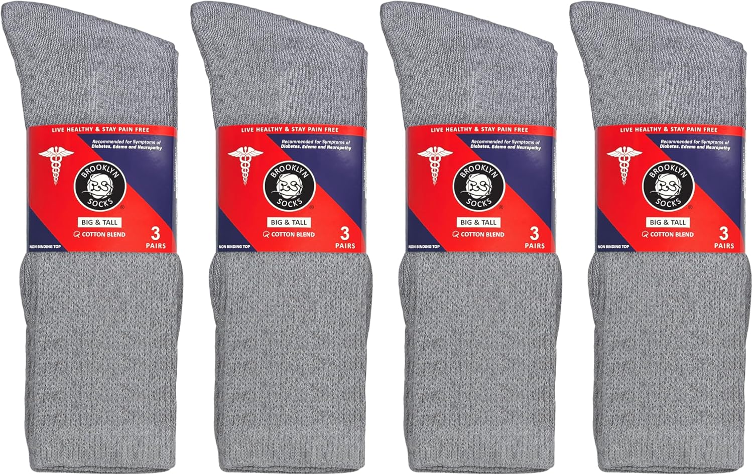 Big and Tall Diabetic Cotton Neuropathy Crew Socks, King Size Mens Athletic Crew Socks (13-16, Gray) - 12 pairs - Image 6
