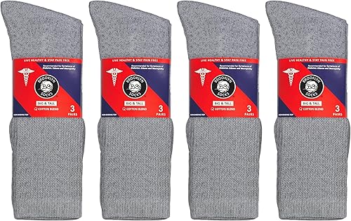 Vista 47 de Calcetines de algodón para neuropatía diabética grandes y altos, tamaño King para hombre atléticos y calcetines de cuarto (tamaño: 13-16), Cuarto