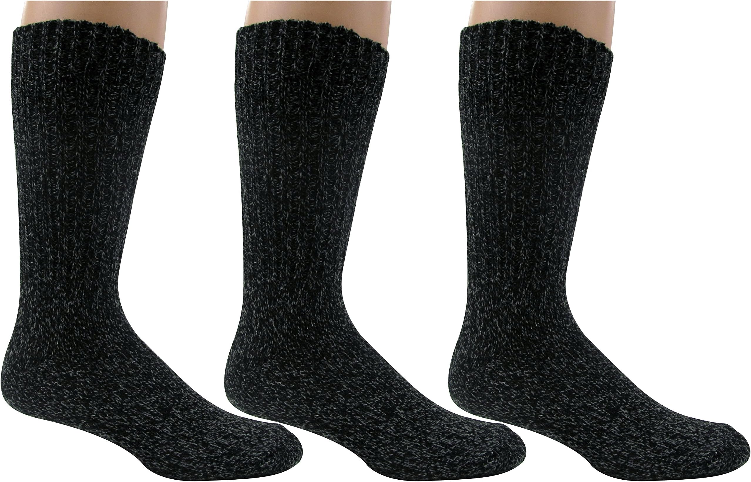 Men's Wool Heavy Boot Socks Hunting Camping Trekking Hiking (3 Pack Gray)