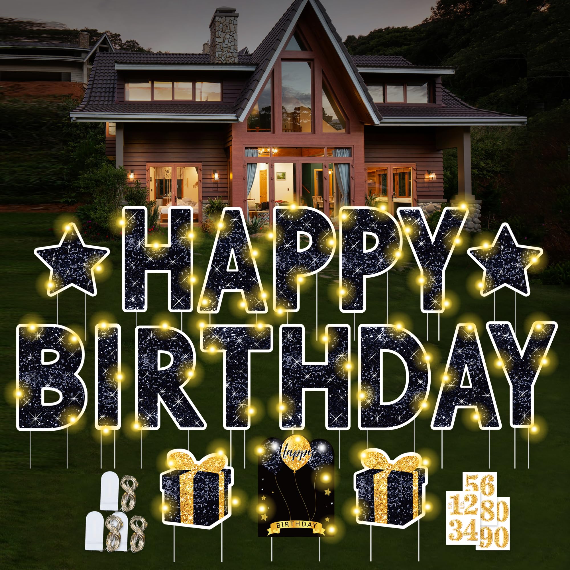 Amazon.com : ComboJoy Happy Birthday Yard Sign with Stakes - 18 Pcs ...