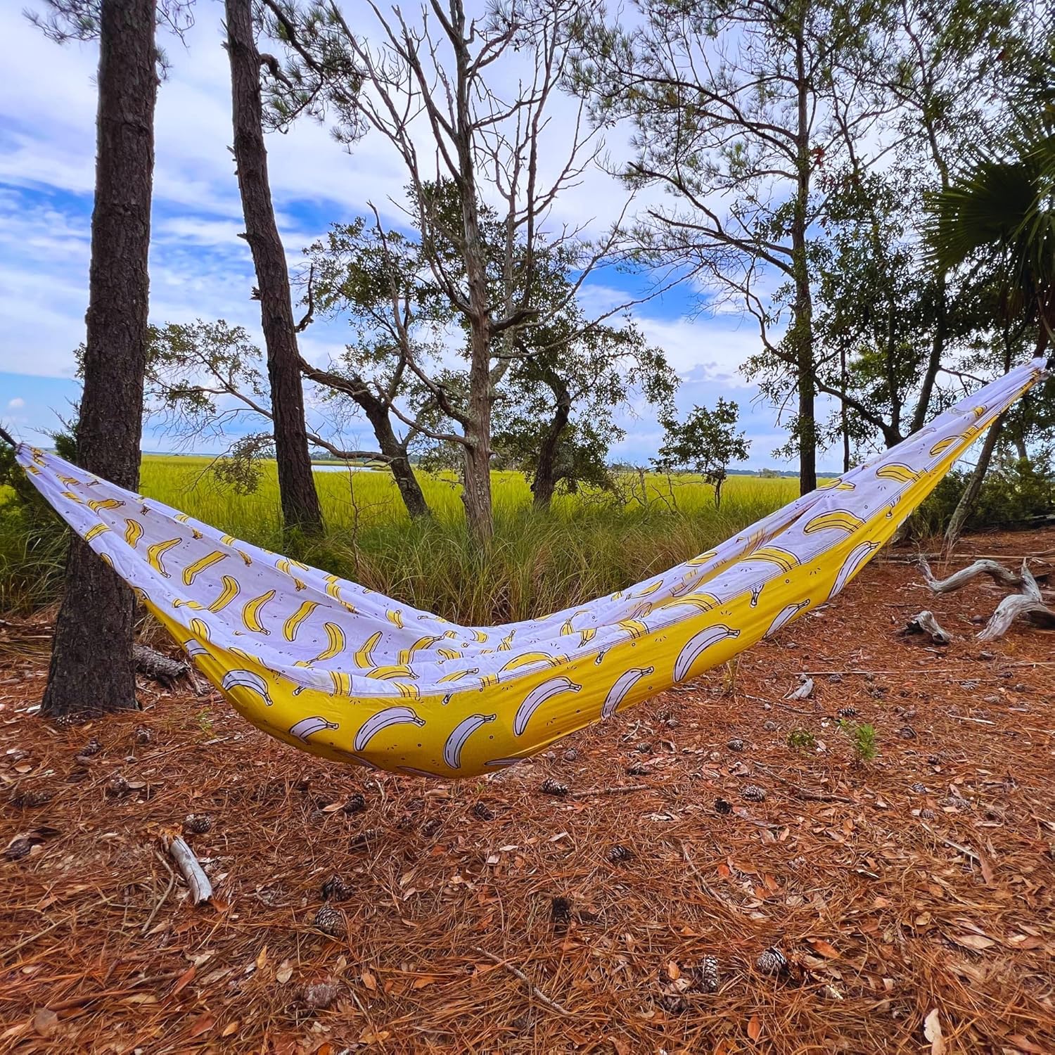 Castaway Travel Hammocks Double Banana Camping Hammock with 2 Tree Straps, Triple Stitched Durable Nylon Material, Compact Design for Backpacking, Travel, Beach, Backyard, Patio, Hiking