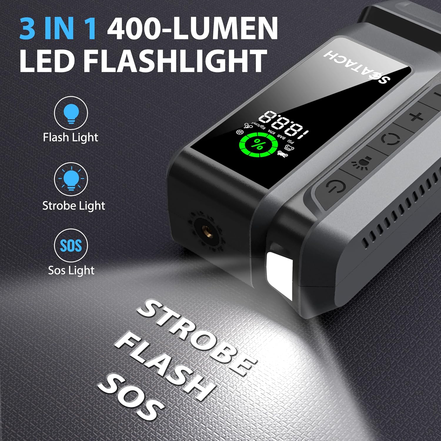 Scatach Q16 showing 3 modes of LED flashlight
