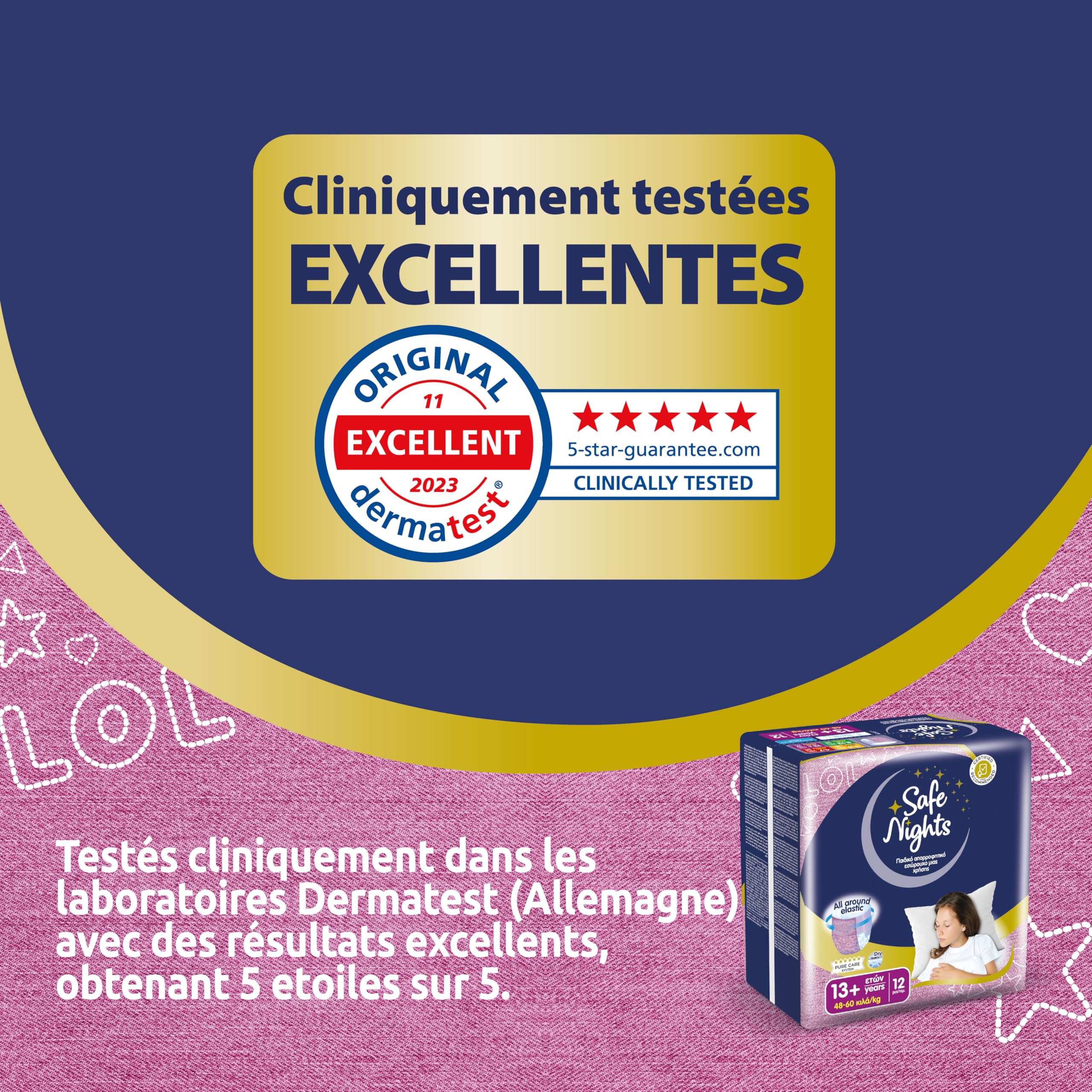 Babylino Safe Nights Girl, Culotte de Nuit Absorbante pour Fille 13+ ans (48-60 kg), 12 Culottes