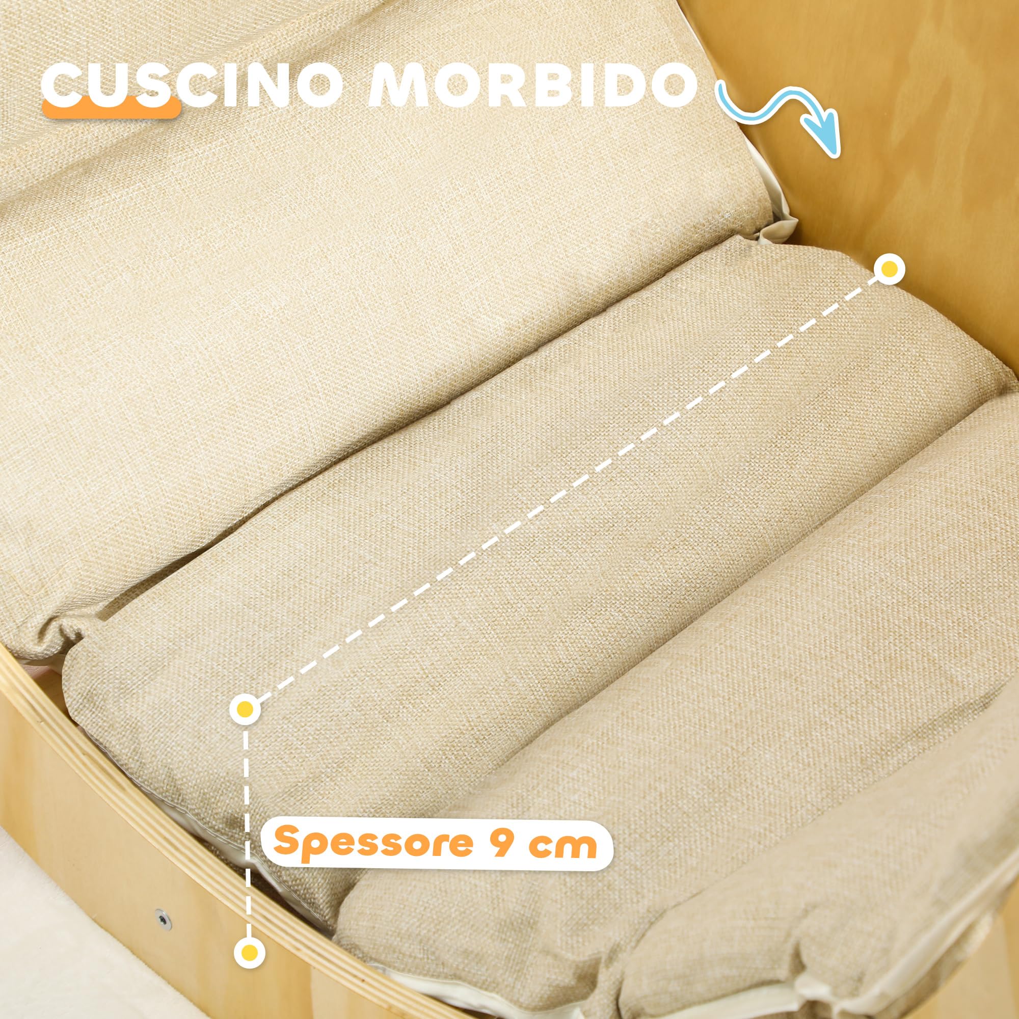 AIYAPLAY Arco Montessoriano 3 in 1 per Bambini, Struttura da Arrampicata, Tavolino e Dondolo con Cuscino, Età 18-48 Mesi, Legno Naturale