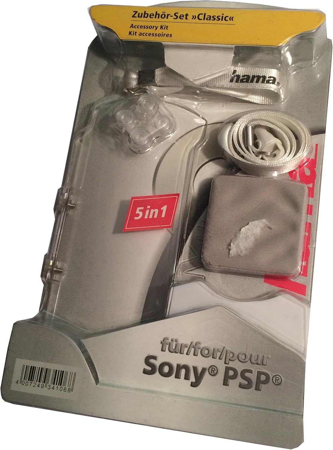 Hama White Accessory Kit for Sony PSP, with Game case, Cleaning Cloth and Fibre-Glass Protector