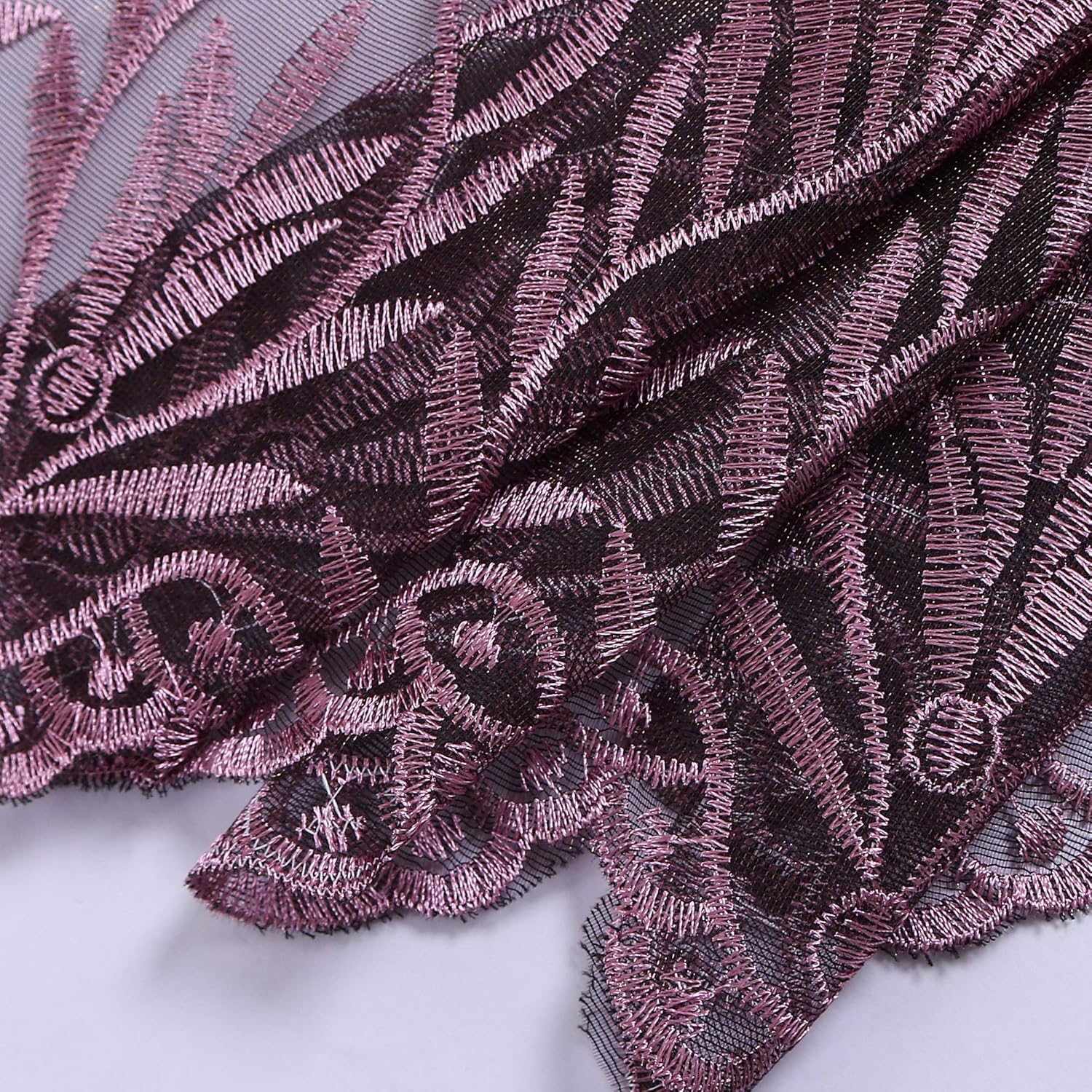 DONREN Tree Branch Printed Embroidery Sheer Curtains for Bedroom - Luxury Plum Purple Embroidery Sheer Curtain Panels for Living Room (W 52 x L 84 Inch,2 Panels)