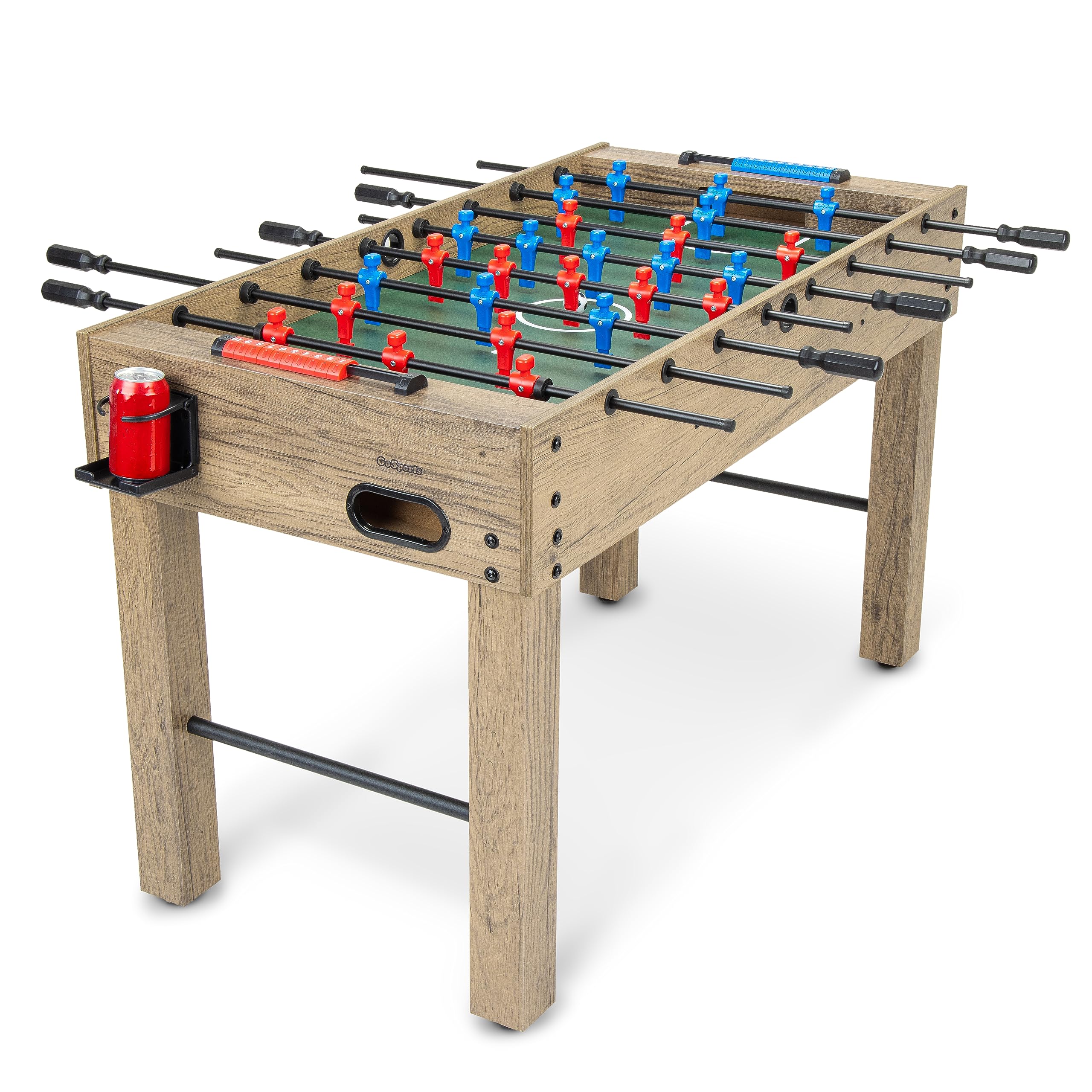 GoSports 48 Inch Game Room Size Foosball Table - Includes 4 Balls and 2 Cup Holders – Black, Oak, or White