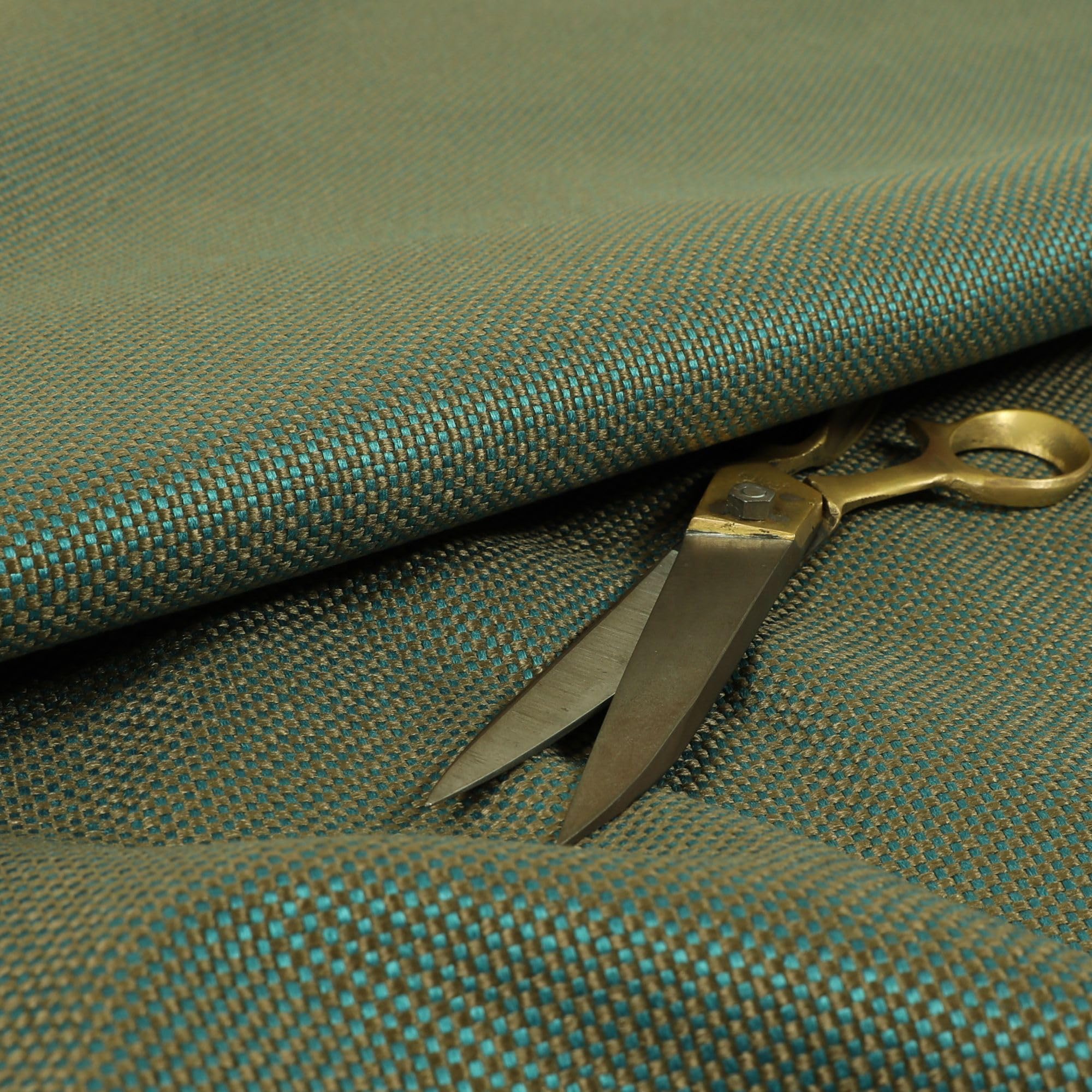 Redbrick Mill Fabrics Flame Retardant Dual Coloured Textured Chenille Weave Teal Brown Furnishing Upholstery Fabric (Per Metre)