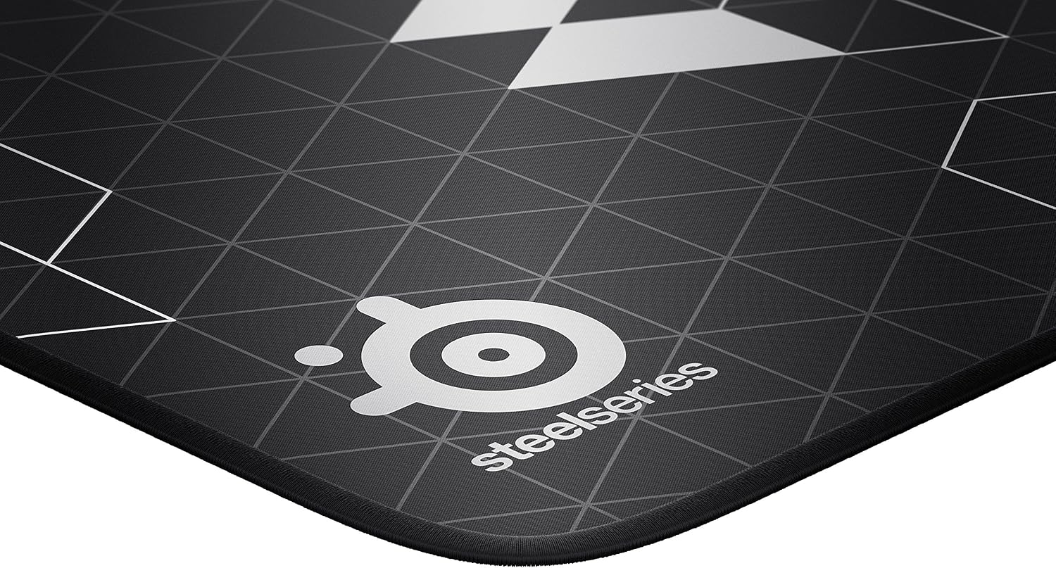 SteelSeries QcK Gaming Surface - Large Stitched Edge Cloth Limited - Extra Durable - Optimized For Gaming Sensors - Black/Silver
