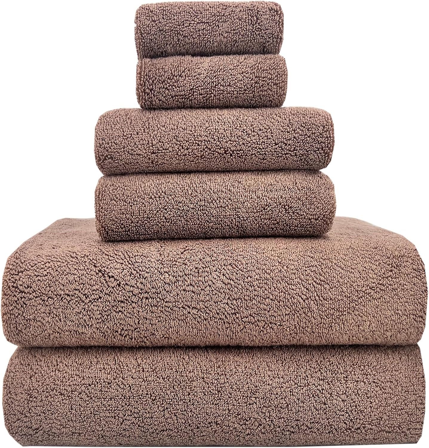 YTYC 27.5×55 Inches Luxury Bath Towels Set of 6 Large, 100 Percent Cotton 650GSM Super Absorbent Soft Shower Towels for Bathroom (Brown, 6pieces)