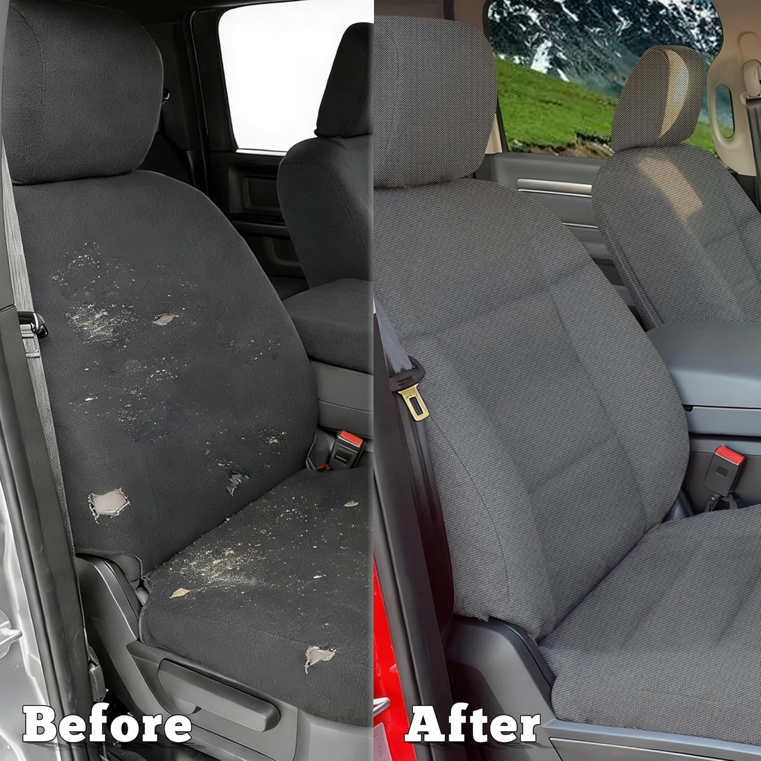 Custom-Fit Seat Covers for Dodge Ram 2500 2019 2020 2021 2022 2023 2024 Front Foam Padded Covers Easy to Clean and Maintain - Gray