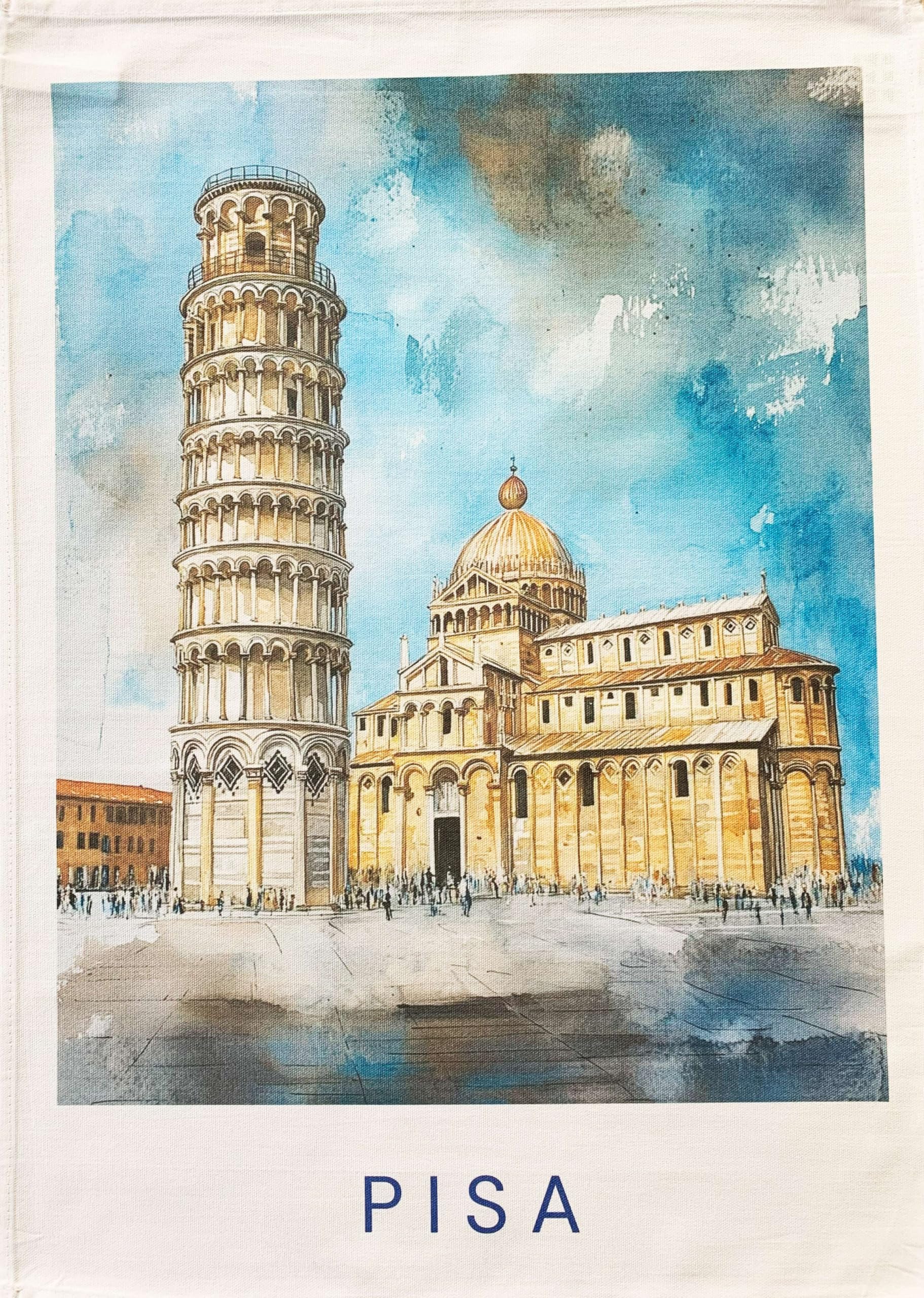Half A Donkey White The Leaning Tower Of Pisa Large Cotton Tea Towel