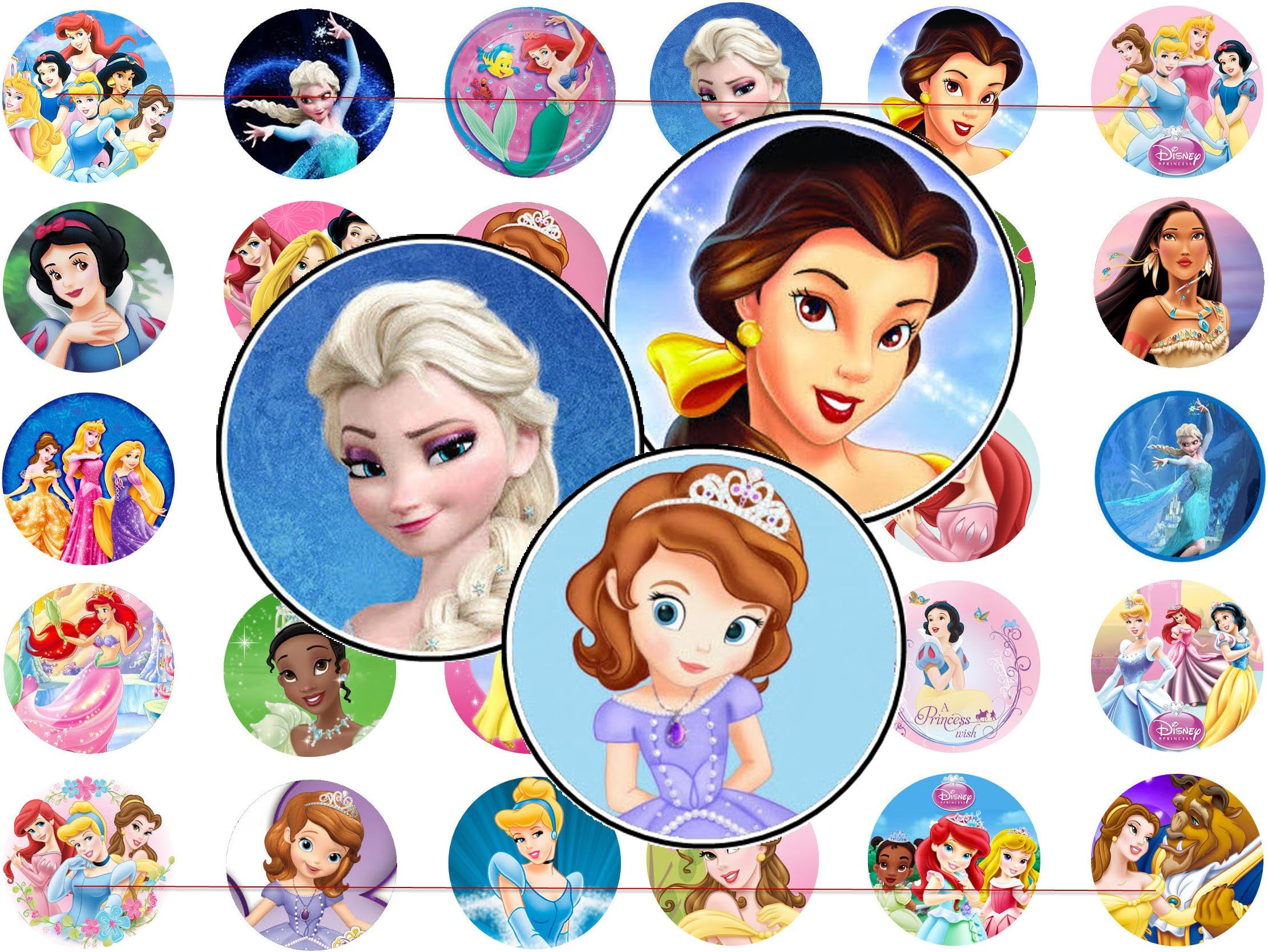 60 Precut 1" Princess Bottle Cap Images C