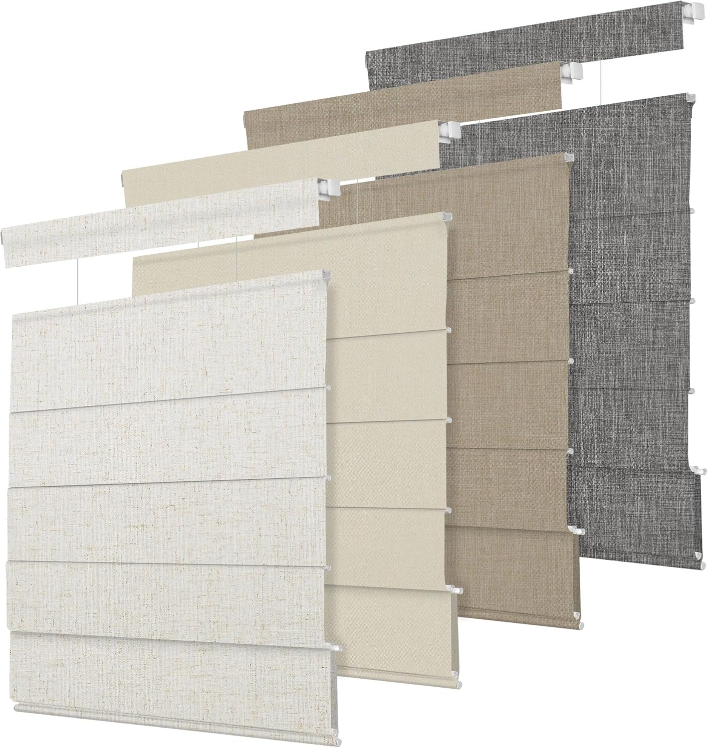 BERISSA Top Down Bottom Up Light Filtering Roman Shades for Window, No Drill Roman Blinds Cordless Easy Install Roman Window Shades for Indoor Windows,Living Room Bedroom,Custom,Linen Beige