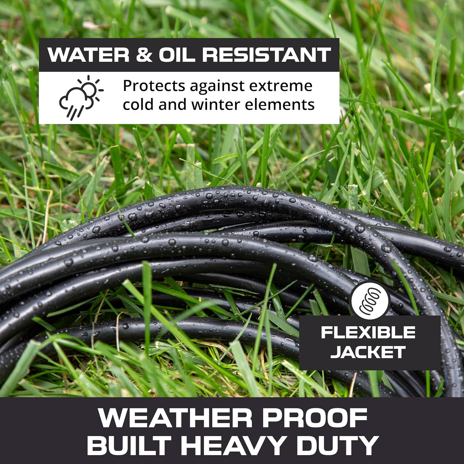 Iron Forge Cable Lighted 10 Ft Outdoor Extension Cord, SJTOW 12/3 Heavy Duty Oil Resistant Cable & 3 Ft Lighted Outdoor GFCI Extension Cord 3 Electrical Power - 12/3 SJTW Heavy Duty Yellow Pigtail
