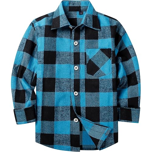 siliteelon Toddler Baby Boys Plaid Flannel Shirt Long Sleeve Button Down Shirts