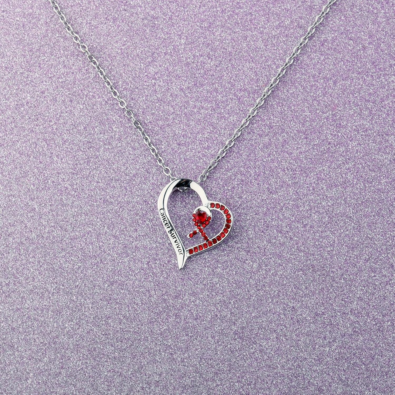 HOLLP Heart Disease Red Awareness Ribbon Necklace Red Awareness Ribbon Charm Necklace for Women - Image 6