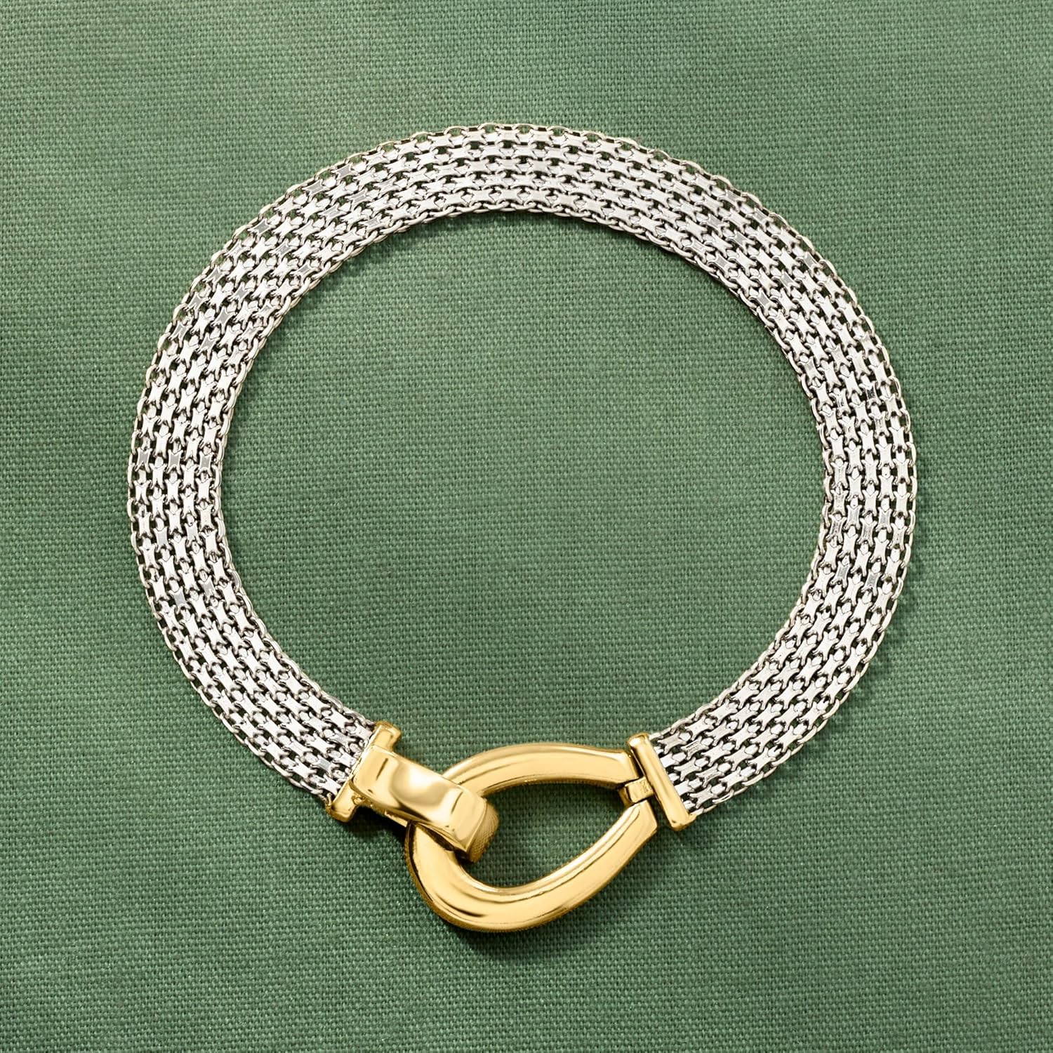 Ross-Simons Sterling Silver Bismark-Link Bracelet With 18kt Gold Over Sterling