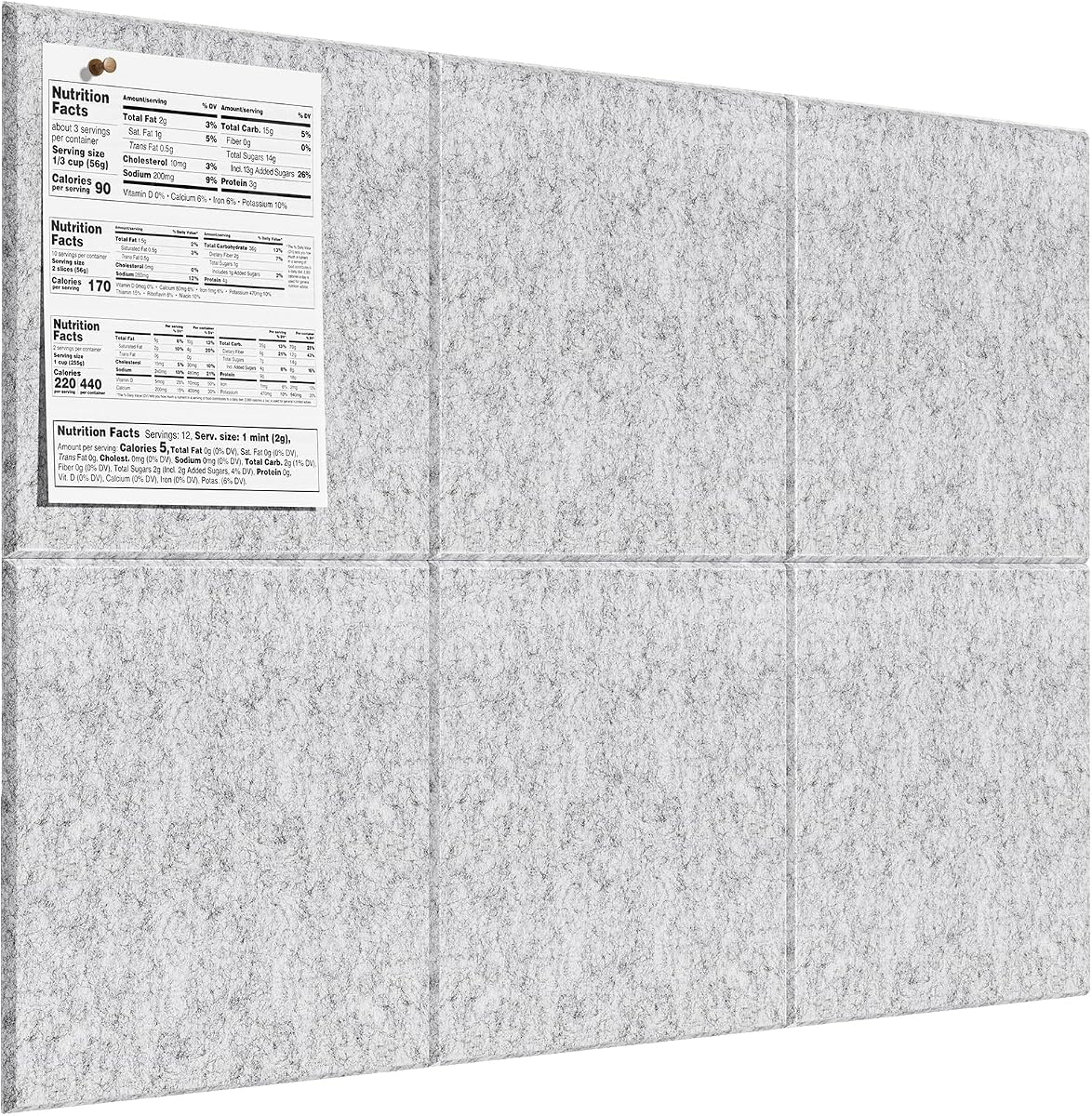 MaxGear Felt Bulletin Board 36" x 24", Light Gray Felt Wall Tiles Push Pins | Cork Board For Walls Alternative, 6 Pack 11.8" x 11.8" Wall Panels, Pin Board Custom Layout Design, Office Decor Home Decor