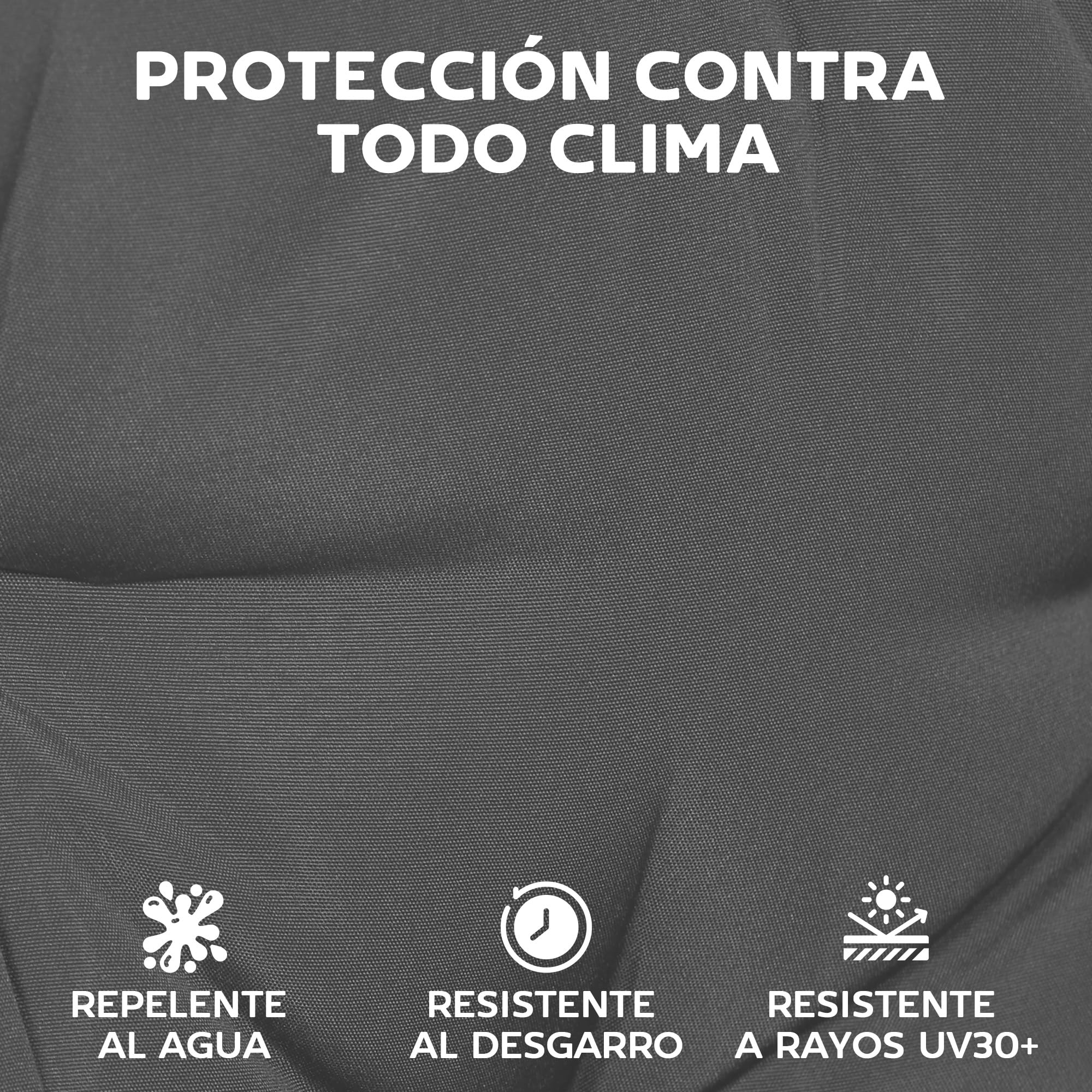 Outsunny Juego de 2 Cojines para Tumbonas, 180x55 cm, Cojines para Tumbonas de Exterior Gruesas, UPF30+, Almohadillas de Repuesto para Tumbonas con 4 Cintas, Gris Oscuro — view 4